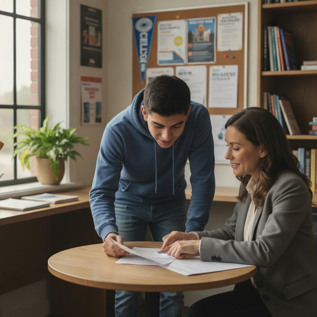 An admissions representative walks every applicant through the documents, the interview, and the health questionnaire before a start date is set.